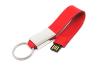 محرك أقراص USB 2.0 محمول باللون الأحمر ، مادة جلد 16 جيجا مخصصة للذاكرة
